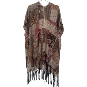 LA soul Paisley floral print duster kimono top OS boho